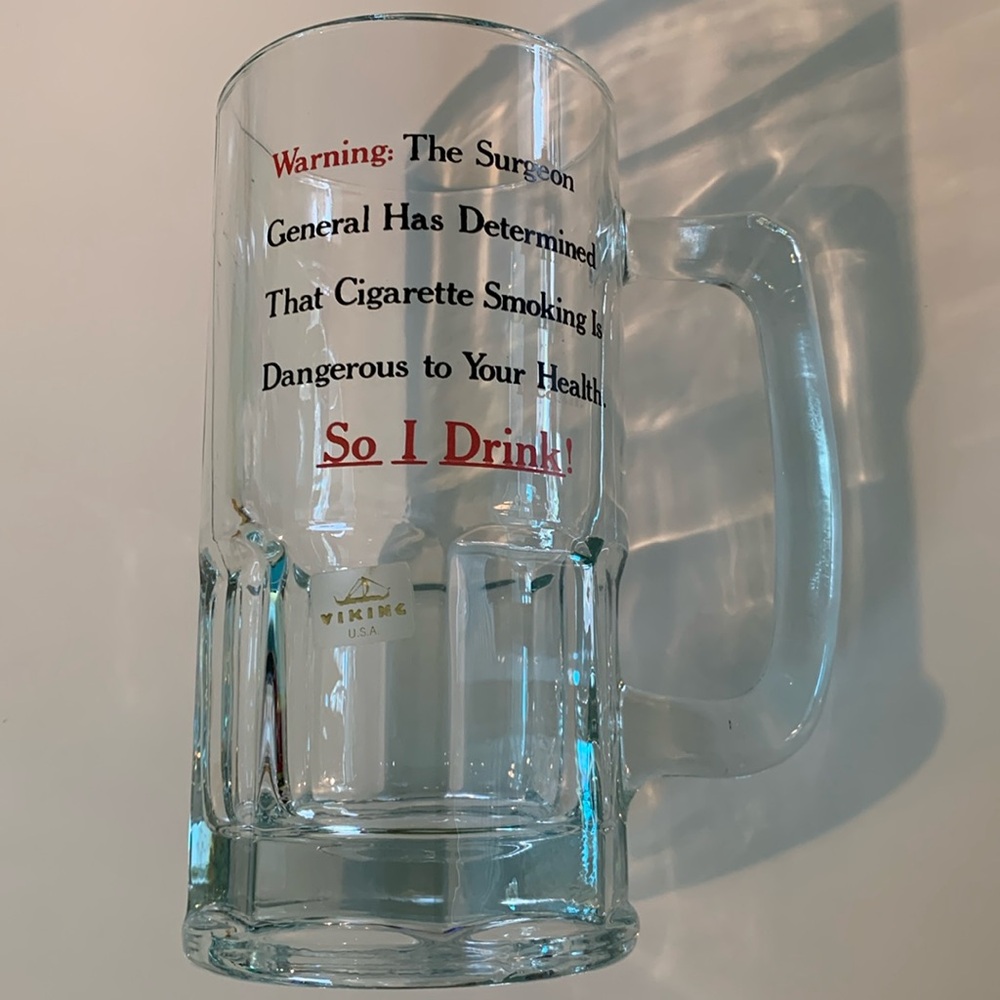 Vintage Novelty BEER MUG Surgeon General smoking drinking by Viking USA LARGE